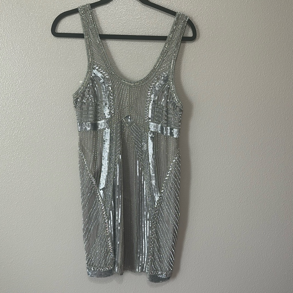 Parker Beaded Flapper Style Dress. Glitter Mini Dress